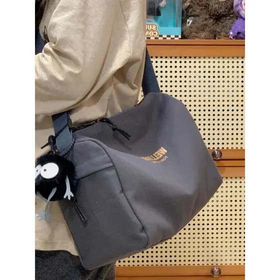 Bolsa de lona de cor sólida de grande capacidade feminina de grande capacidade estudante Casual bolsa esportiva simples