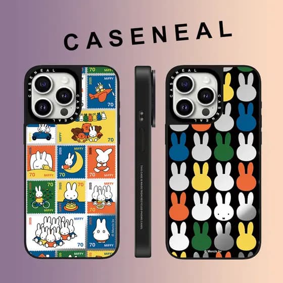 CASENEAL Graffiti Fofo Miffy Coelho Espelho Rosto Caso De Telefone Para iPhone 17 Pro Max 16 ProMax 15Pro 14 Plus 13 12
