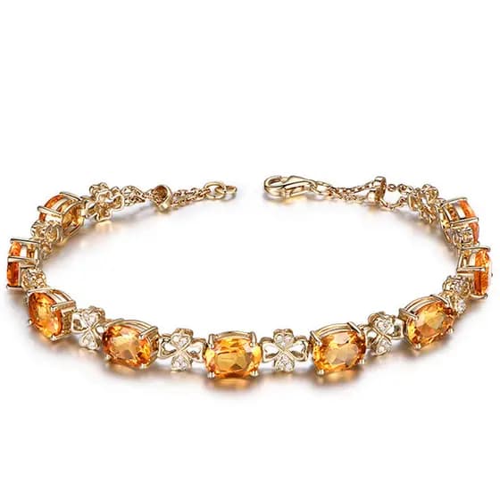 Trevo de quatro folhas temperamento pequeno fresco citrino amarelo diamante pulseira europeu americano imitação amarelo