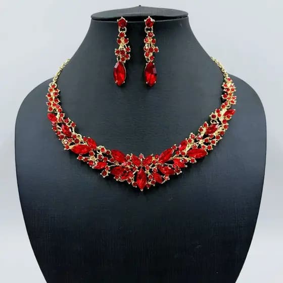 Conjunto de colar de cristal de cor retrô colar brincos vários estilos cores