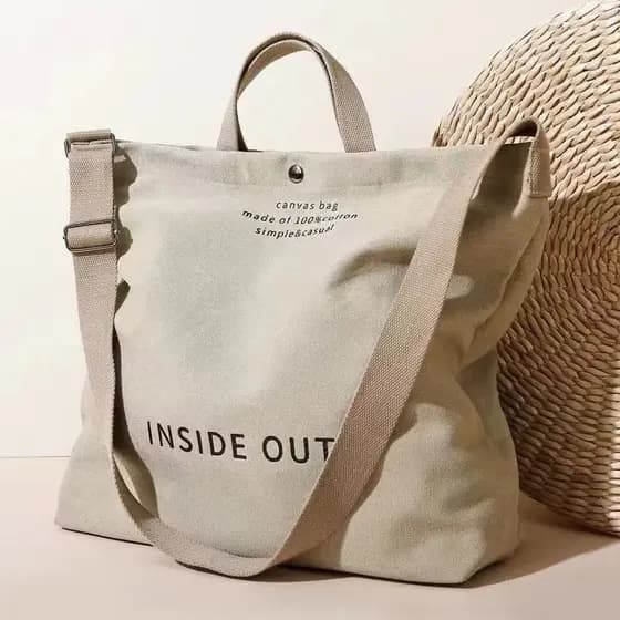Bolsa de lona simples de corpo cruzado Bolsa retrô lisa Bolsa de viagem Bolsa de classe de estudante Bolsa transversal M