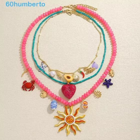 Colar Com Pingente De Sol HUMBERTO , De Contas De Arroz Amor Estilo Étnico Dopamina De Abacate De Frutas