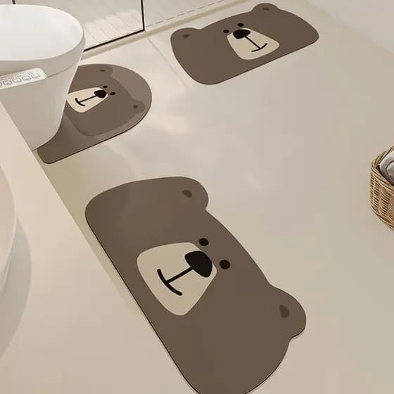 Urso Dos Desenhos Animados Banheiro Absorvente De Água Antiderrapante Almofadas De Chão Bonito Leão Em Forma De U Tapete