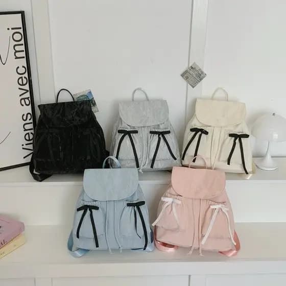 Verão viagem leve mochila contraste cor arco cordão Design Multi-cor opcional estilo Ballet mochila Casual
