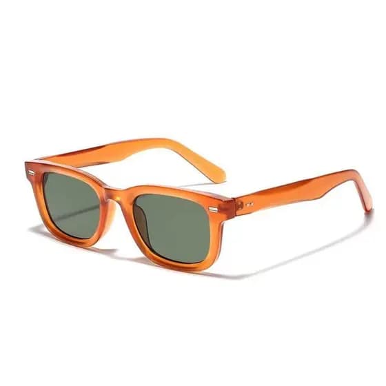 Retro Pequeno Quadrado Óculos De Sol Feminino Masculino Rebites Laranja Tons Moda UV400