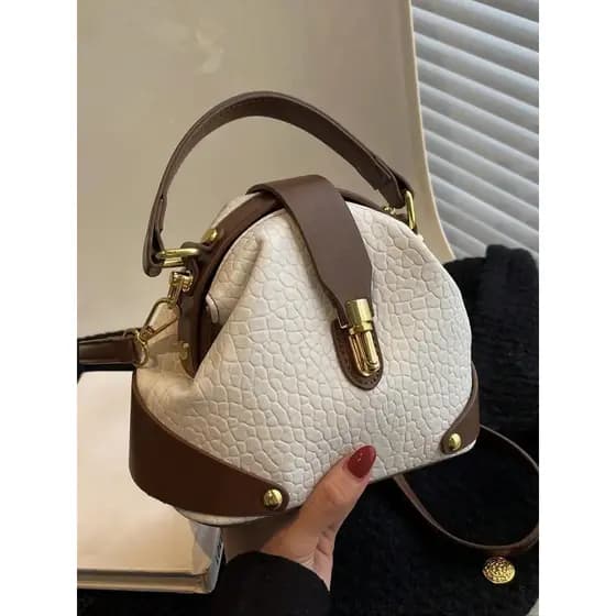 Bolsa Feminina Elegante com Blocos de Cores, Bolsa Transversal de Couro PU Moderna, Bolsa Casual Versátil de Alta Qualid