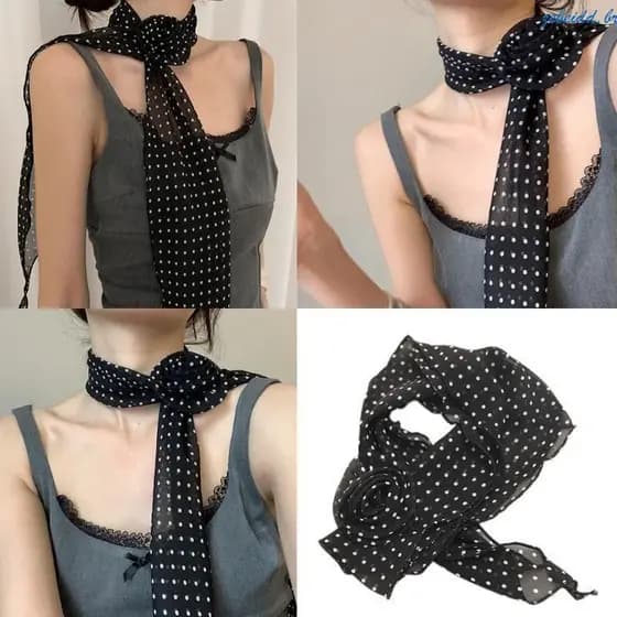 zebeidd Elegante Lenço Longo Feminino, Textura de Seda, Design de Bolinhas Rosa AKGQ