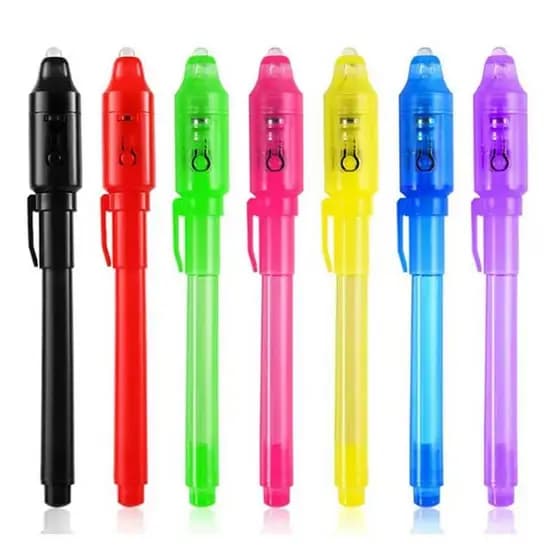 Caneta Luz Secreta Tinta Invisível Kit com 6 Unidades