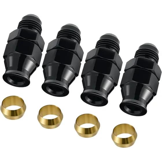 EVIL ENERGY Adaptador de Conexão de Compressão para Linha Rígida 6AN Macho para 5/16" Alumínio Preto 4 Peças