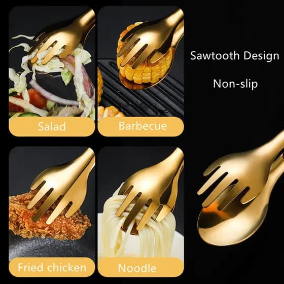 Tenazes Antiderrapantes De Aço Inoxidável Para Alimentos Pão De Salada De Carne Churrasco Acessórios De Cozinha Utensíli