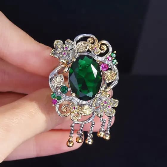 Anel De Declaração Royal Emerald Tassel-Adequado Para Usar Em Jantares Formais , Casamentos E Outros Eventos Oficiais