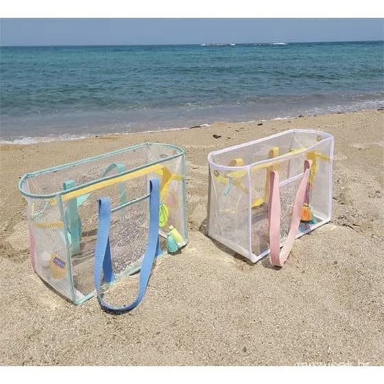 Saco De Praia Natação À Prova Dwaterproof Água Grande Capacidade Sacola Transparente Bolsa De Ombro Viagem Lavagem De Pv