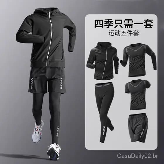 Conjunto esportivo masculino para fitness, roupa justa de secagem rápida, conjunto de alta elasticidade para corrida, tr