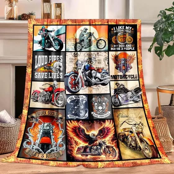 Presentes de Motocicleta para Homens, Mulheres, Crianças e Meninos, Cobertor Decorativo Vintage Super Macio para Motocic