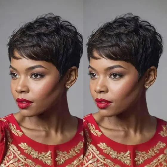 Perucas Pixie Cut de Cabelo Humano, Perucas Curtas para Mulheres Negras, Peruca Pixie de Cabelo Humano com Franja, Peruc