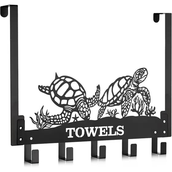 Ganchos de Porta com Tema de Tartarugas Marinhas, Suporte de Toalhas de Parede, Suporte de Toalhas Resistente, Decoração