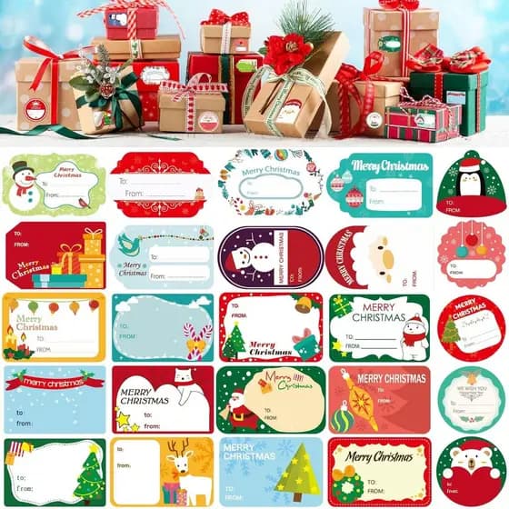 360 Etiquetas de Nome de Natal, Etiquetas de Presente de Natal, Etiquetas Autoadesivas de Natal, 180 Designs