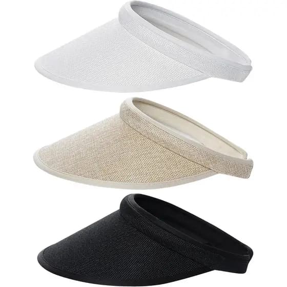Dxhycc 3 Pack Sun Visor Hats for Women Men Clip On Wide Brim Visors Outdoor Golf Beach Tennis Cap