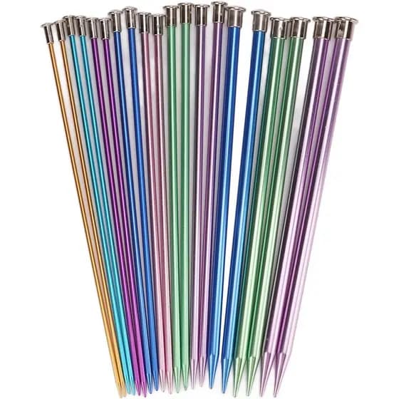 Conjunto de Agulhas de Tricô 20 peças, Kit de Agulhas de Tricô de Alumínio Inoxidável, Agulhas Ergonômicas de Ponta Únic