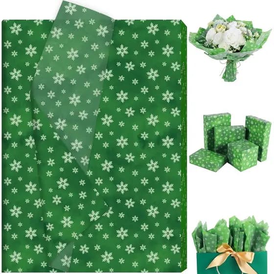 60 Folhas de Papel de Seda com Padrão de Floco de Neve de Natal, Papel de Embrulho Retro com Padrão de Floco de Neve par