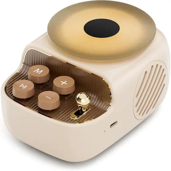 Caixas de Som Bluetooth Sem Fio, 3 em 1, Portáteis e Bonitas com Bandeja Aromática, Aparência de Toca-Discos Vintage, Lu