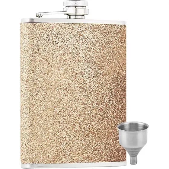 Cantil Dourado de 8oz para Homens/Mulheres, Cantil Personalizado com Funil, Cantil Portátil à Prova de Vazamentos para U