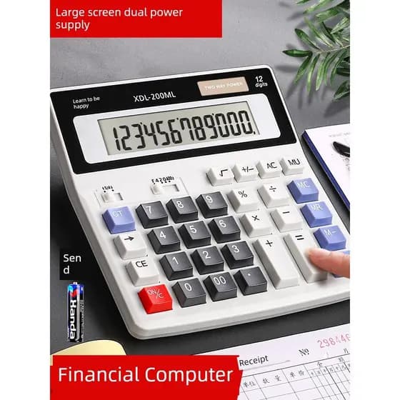 calculadora cientifica ▼Calculadora de pronúncia Real de cristal de escritório de tela grande❉
