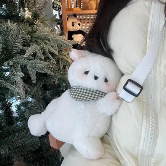 Gwan Boneca Cachorro Branco Boneca de Um Ombro Bolsa Mensageiro Fofa/aaaan