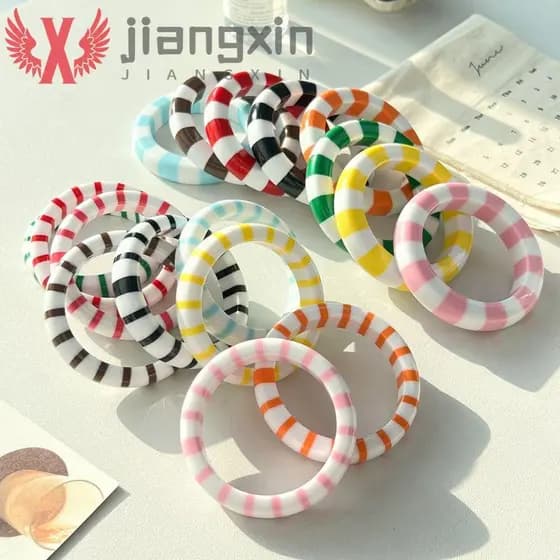 Pulseiras De Acrílico JIANGXIN , Pulseira De Listra Bloqueada Em Cor De Resina Anel De Mão Boho