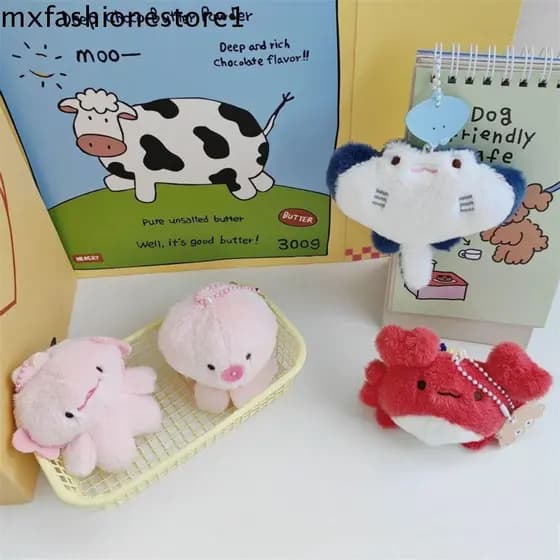 MXFASHIONE Chaveiro De Boneca De Pelúcia , Organismos Marinhos De Caranguejo , Brinquedos Macios Pingente De Peixe Engra
