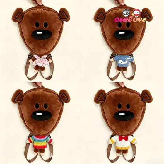 2026 Novo Modelo de Mochila de Pelúcia Criativa em Forma de Urso Fofo, Divertida Mochila de Urso Marrom, Mochila de Cabe
