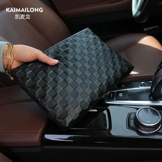 Ruyang County Zhanxi E-commerce Studio (doméstico de negócios Individual) Cameron Bolsa clutch masculina xadrez de grand
