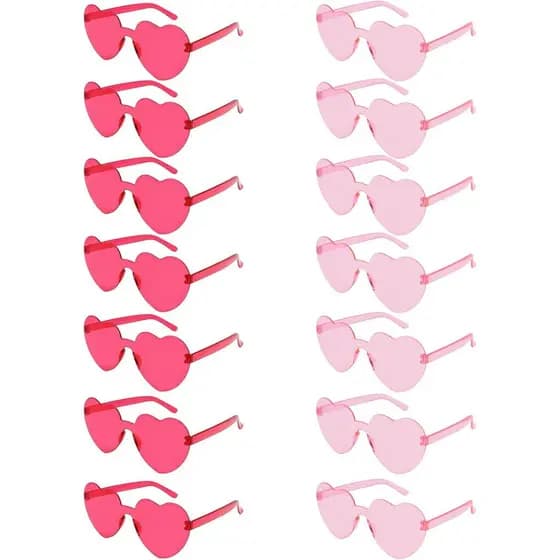 Óculos de Sol em Forma de Coração, 14 Pares de Óculos de Sol para Mulheres, Óculos Sem Armação Modernos, Óculos de Sol e