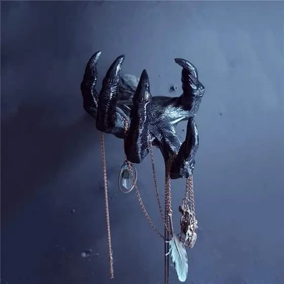 Porta-chaves de Mão de Bruxa de Halloween com Ganchos de Parede - Decoração Gótica Assustadora para Cozinhas e Quartos -