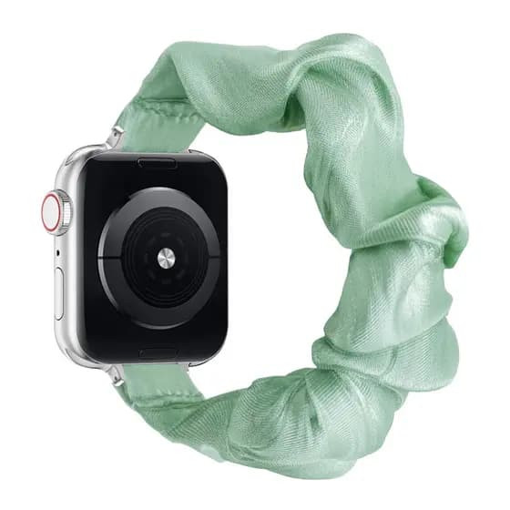 Pulseira scrunchie seda brilhante cor sólida borda fina novo estilo verão compatível Apple Watch
