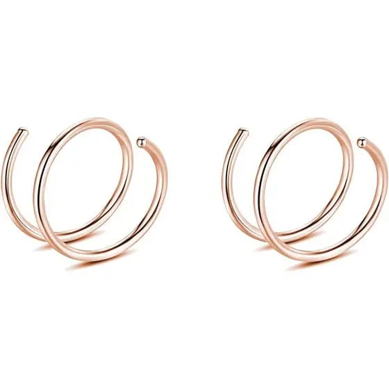 Argola Dupla para Nariz para Piercing Único, 2 Peças de Argolas Espiraladas para Nariz 20G 8mm, Joias de Piercing Finas