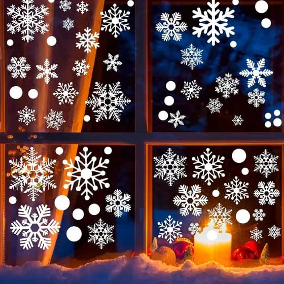 9 Folhas com 321 Adesivos de Floco de Neve para Janela – Decorações de Natal, Adesivos de Floco de Neve de Inverno para