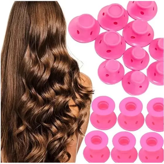 Conjunto de 10 peças de rolinhos modeladores de cabelo sem calor, modelador de cachos em formato de cogumelo.
