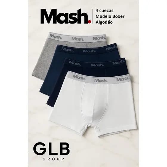 **OFERTA** Kit 4 Cuecas Boxer Mash Masculina Algodão Box Colorida Original **
