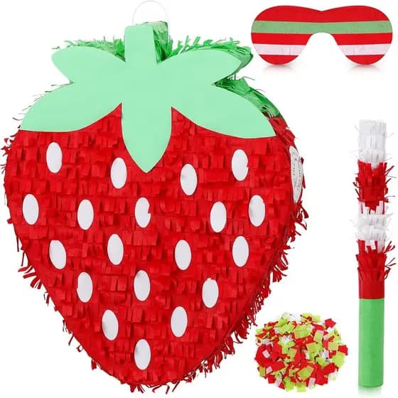 Piñata de Morango Vermelho para Crianças, Decorações de Festa de Aniversário de Morango, Piñata para Chá de Bebê, Suprim