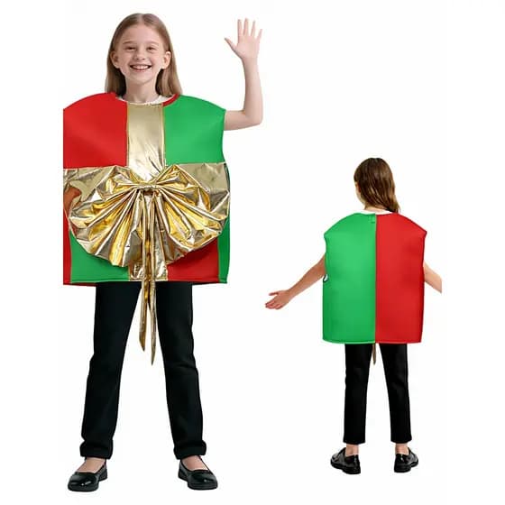 Traje infantil de natal transfronteiriço, caixa de presente de papai noel, COS, fantasia, festa, feriado, desempenho, es