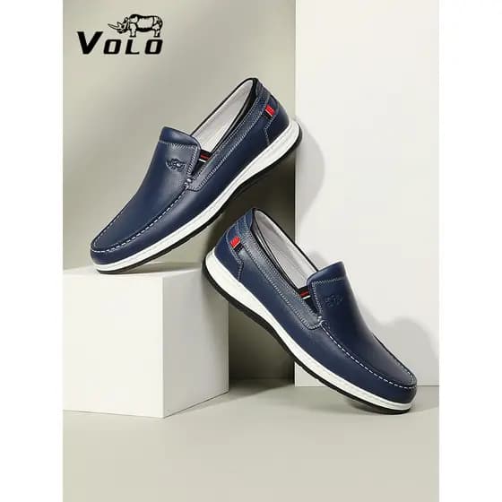 VOLO/Rhino Peas Sapatos Masculinos De Couro Genuíno Superfície Macia Slip-On Sapatos Masculinos De Pele De Carneiro Casu