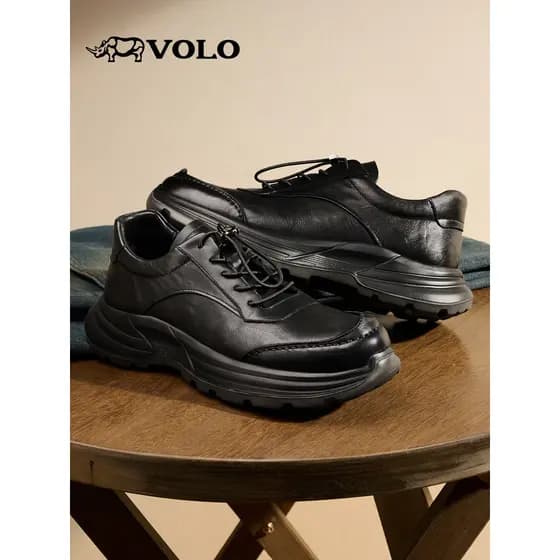 VOLO/Rhino sapatos masculinos 2026 novo estilo primavera aumentado de sola grossa couro genuíno sola macia sapatos casua