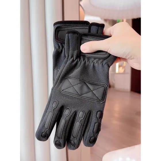 Luvas masculinas primavera outono inverno forro de lã engrossado quente à prova de frio tela sensível ao toque à prova d