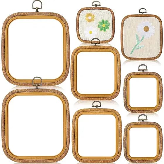 Qunclay 6 Peças de Aros Quadrados para Bordado, 3 Tamanhos, Aros para Exibição de Ponto Cruz, para Artesanato, Costura D