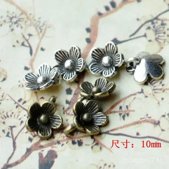 Acessórios de joalheria DIY estilo vintage, acessórios de flor de ameixa em bronze antigo, materiais para tecelagem de p