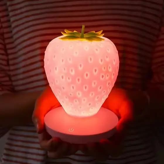 Lâmpada LED De Morango Para Quarto , Sensor De Toque De Silicone , Recarregável Por USB , Regulável , Idílica , Luz Notu