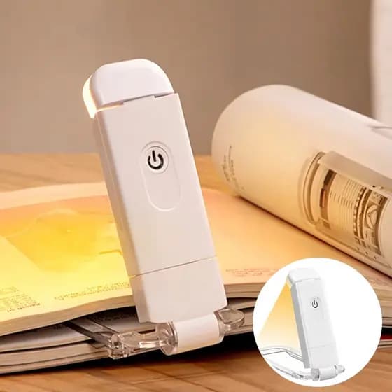 USB Recarregável Dobrável LED Clipe De Luz Leitura Portátil Inteligente Proteção Para Os Olhos 3 Cores Brilho Ajustável