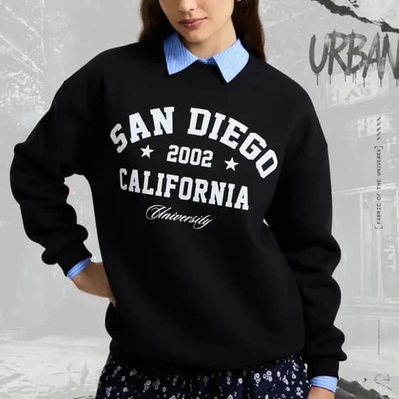 Moletom Feminino San Diego 2002 California Moda Gringa Blusa De Frio Gola Redonda Flanelada Moda Inverno Unissex