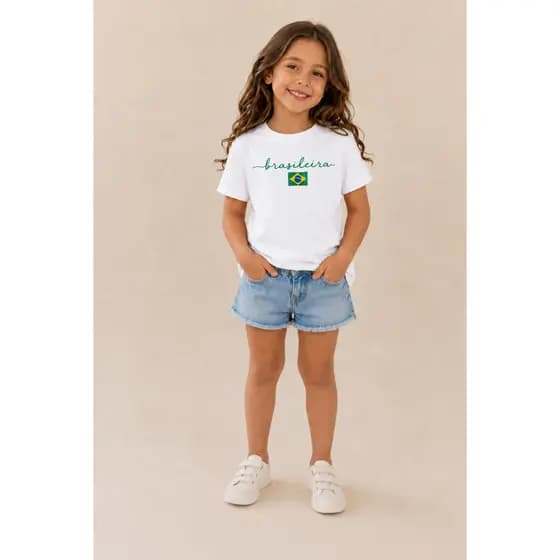 Camiseta Para Meninas Brasileira T-Shirt Malha Premium Juvenil Moda Blogueirinha Delicada